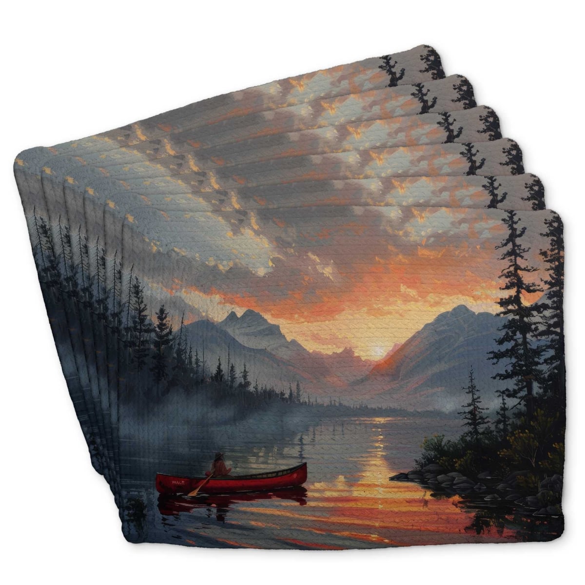 Picture of Begin Home Decor C6BP1418HH2AXW 14 x 18 in. Calm Lake Braided Polyester Placemats - Stylish - Set of 6