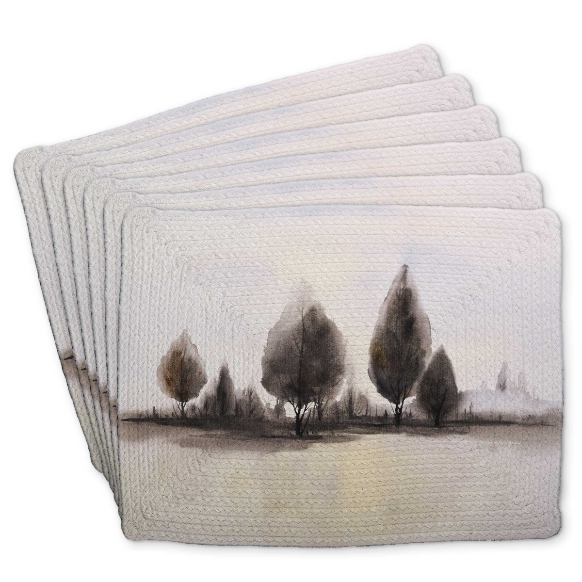 Picture of Begin Home Decor C6BP1418RIJT42 14 x 18 in. Landscape of Trees Braided Polyester Placemat - Home Decor - Set of 6