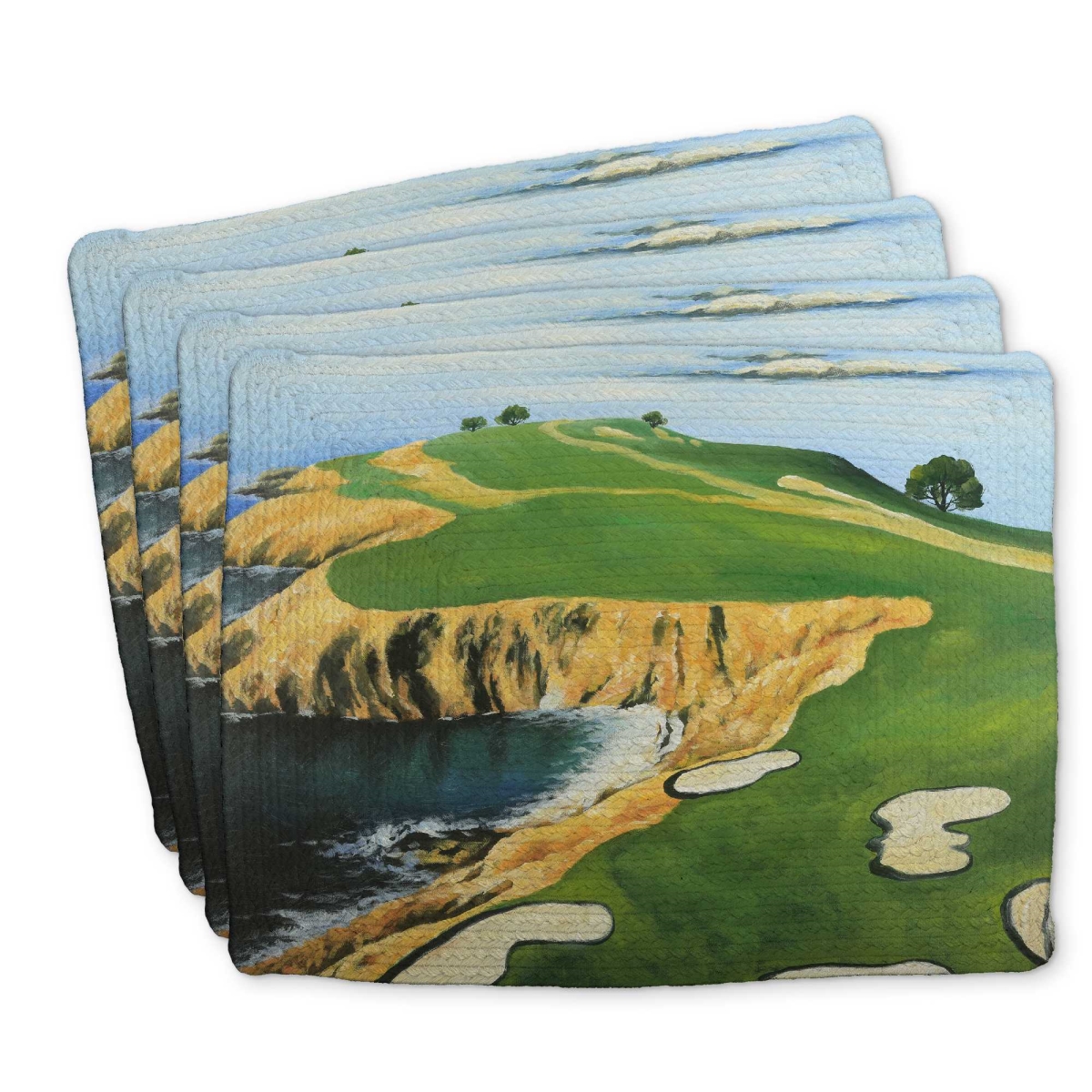 Picture of Begin Home Decor C4BP1418NVZN4H 14 x 18 in. Pebble Beach Golf Links Braided Polyester Placemat - Decor - Set of 4