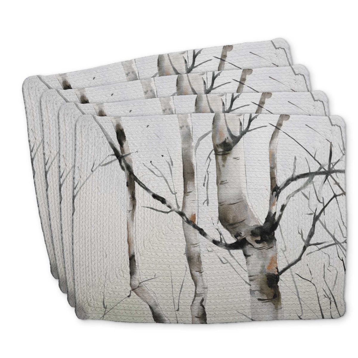Picture of Begin Home Decor C4BP1418V9ERFC 14 x 18 in. Three Birches Trees Braided Polyester Placemat - Home Decor - Set of 4