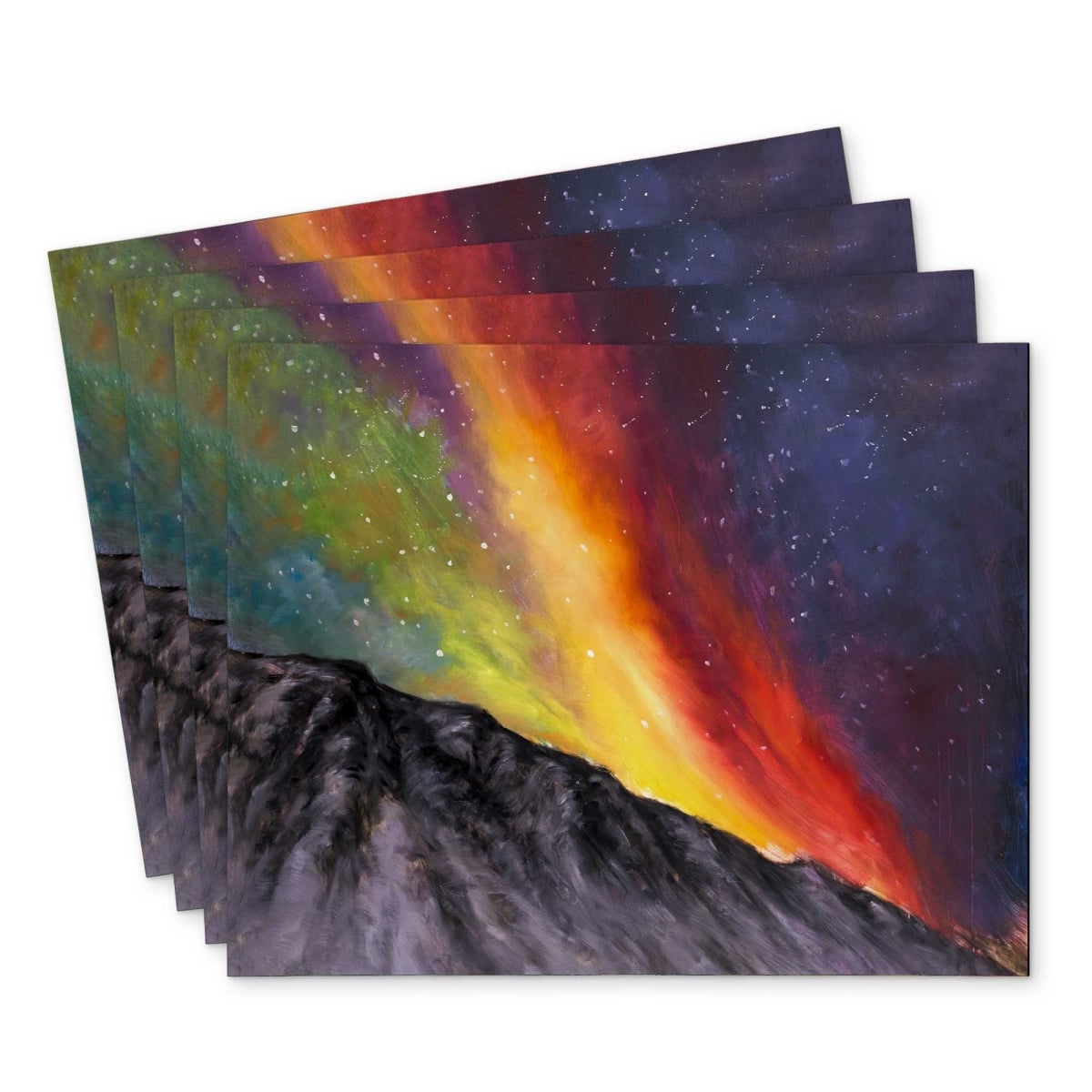 Picture of Begin Home Decor C4PP14180S8JHU 14 x 18 in. Aurora Borealis in the Mountain Polyester Placemat - Decor - Set of 4