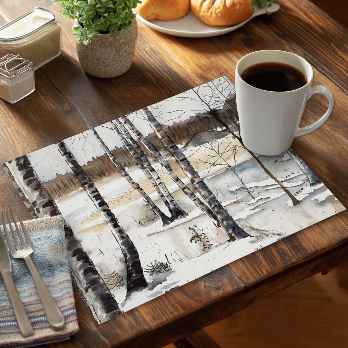 Picture of Begin Home Decor C4PP1418218CMD 14 x 18 in. Winter Swamp Polyester Placemat - Home Decor Essentials - Set of 4