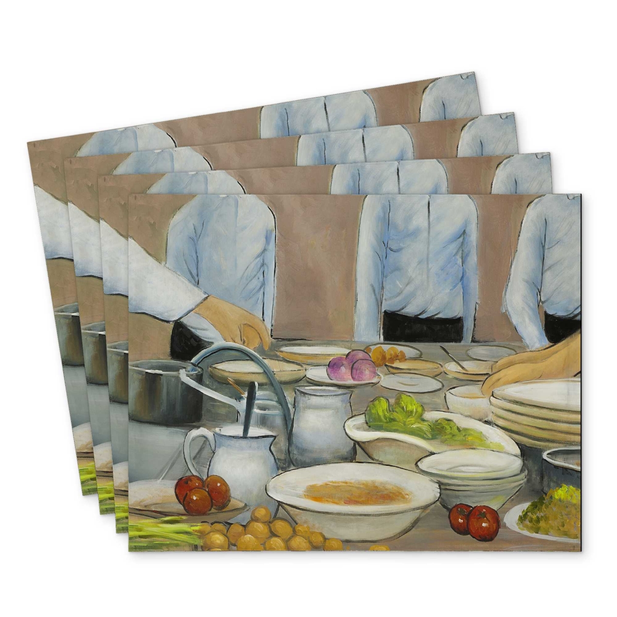 Picture of Begin Home Decor C4PP141832E93U 14 x 18 in. Cook Chefs At Work Polyester Placemat - Stylish - Set of 4