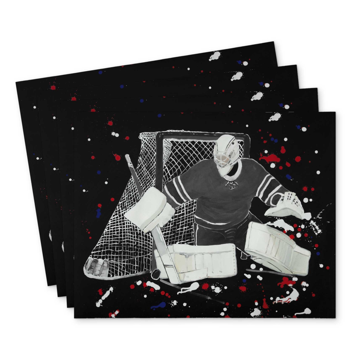 Picture of Begin Home Decor C4PP14186FWIJ9 14 x 18 in. Goalkeeper Hockey Goal Polyester Placemat - Home Decor - Set of 4