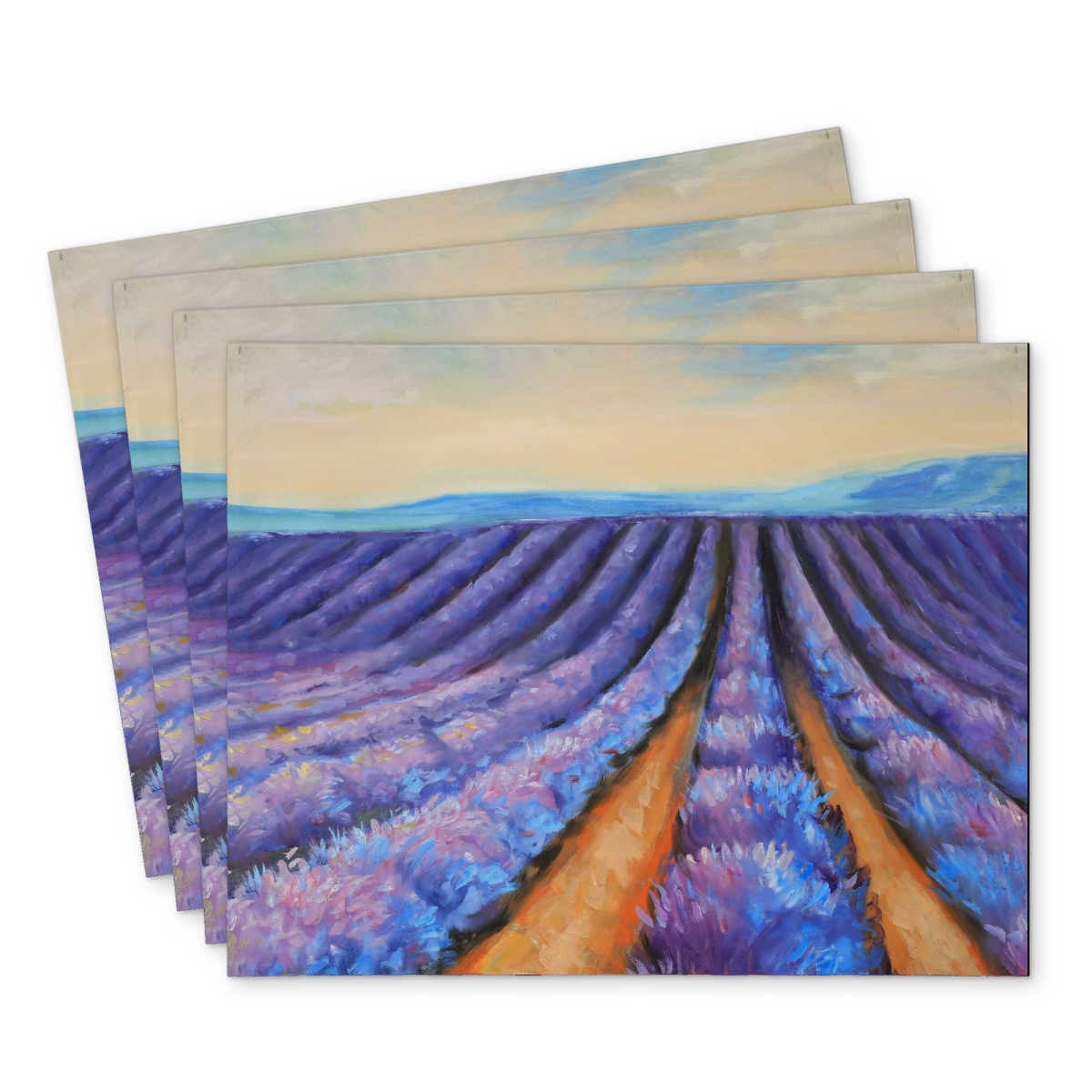Picture of Begin Home Decor C4PP14188XD8VU 14 x 18 in. Lavender Fields Polyester Placemat for Elegant Home Decor - Set of 4