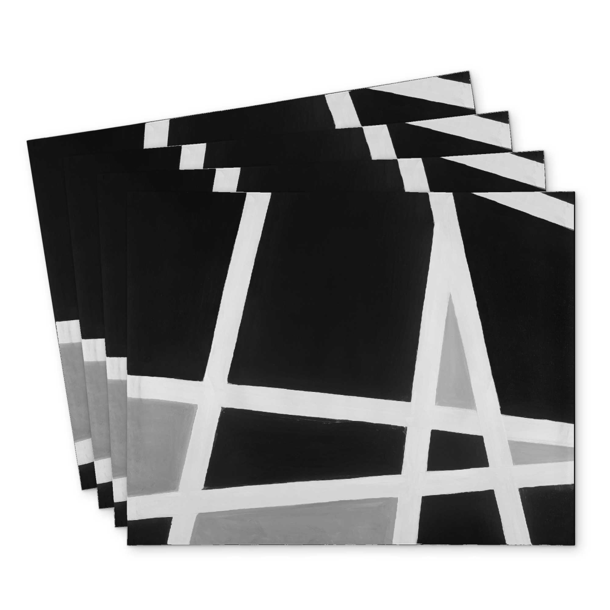 Picture of Begin Home Decor C4PP1418901MA7 14 x 18 in. Black & White Abstract Lines - Polyester Placemat - Set of 4