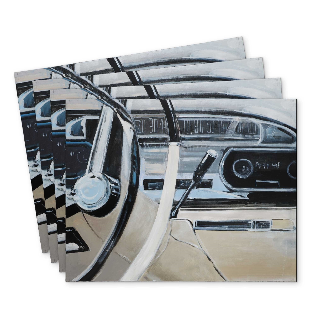 Picture of Begin Home Decor C4PP1418CIU7SA 14 x 18 in. 1950s Car Dashboard Polyester Placemat - Home Decor Accent - Set of 4