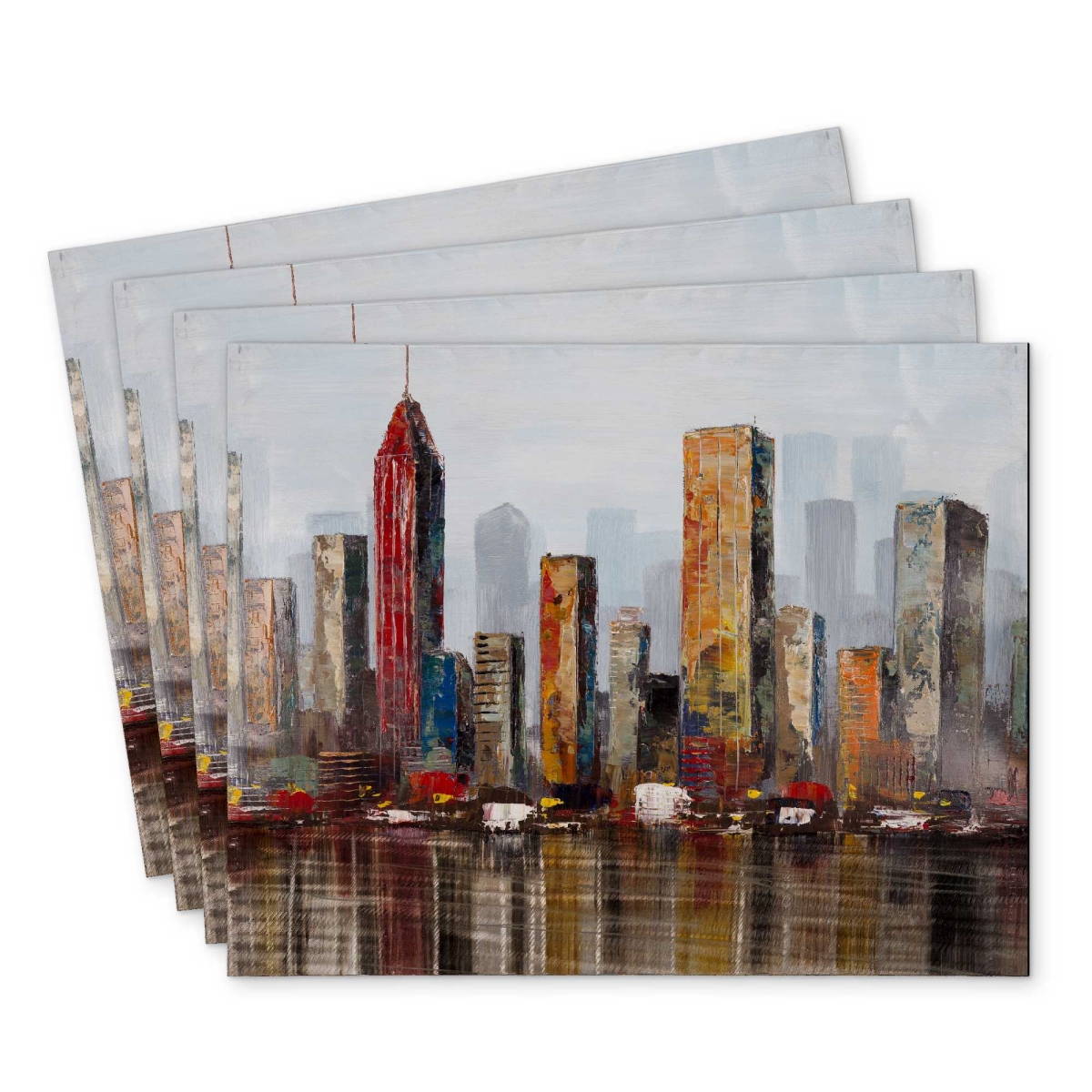 Picture of Begin Home Decor C4PP1418FBGU0M 14 x 18 in. Rust Looking City Polyester Placemat - Home Decor Accent - Set of 4
