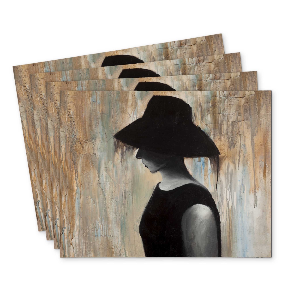 Picture of Begin Home Decor C4PP1418FKWT79 14 x 18 in. Audrey Hepburn Big Hat Polyester Placemat - Home Decor - Set of 4