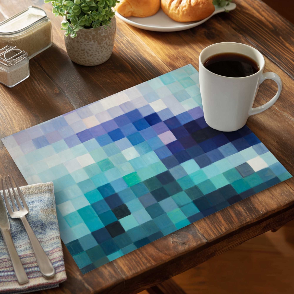 Picture of Begin Home Decor C4PP1418FRJJ4B 14 x 18 in. Pixelized Landscape Polyester Placemat - Home Decor Accent - Set of 4