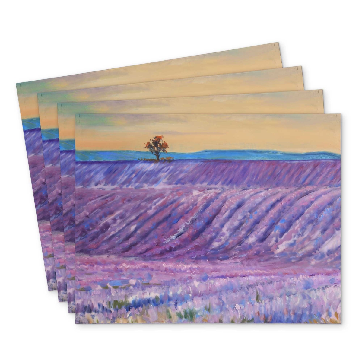 Picture of Begin Home Decor C4PP1418FZCYUQ 14 x 18 in. Landscape of a Field of Lavender Polyester Placemat - Decor - Set of 4