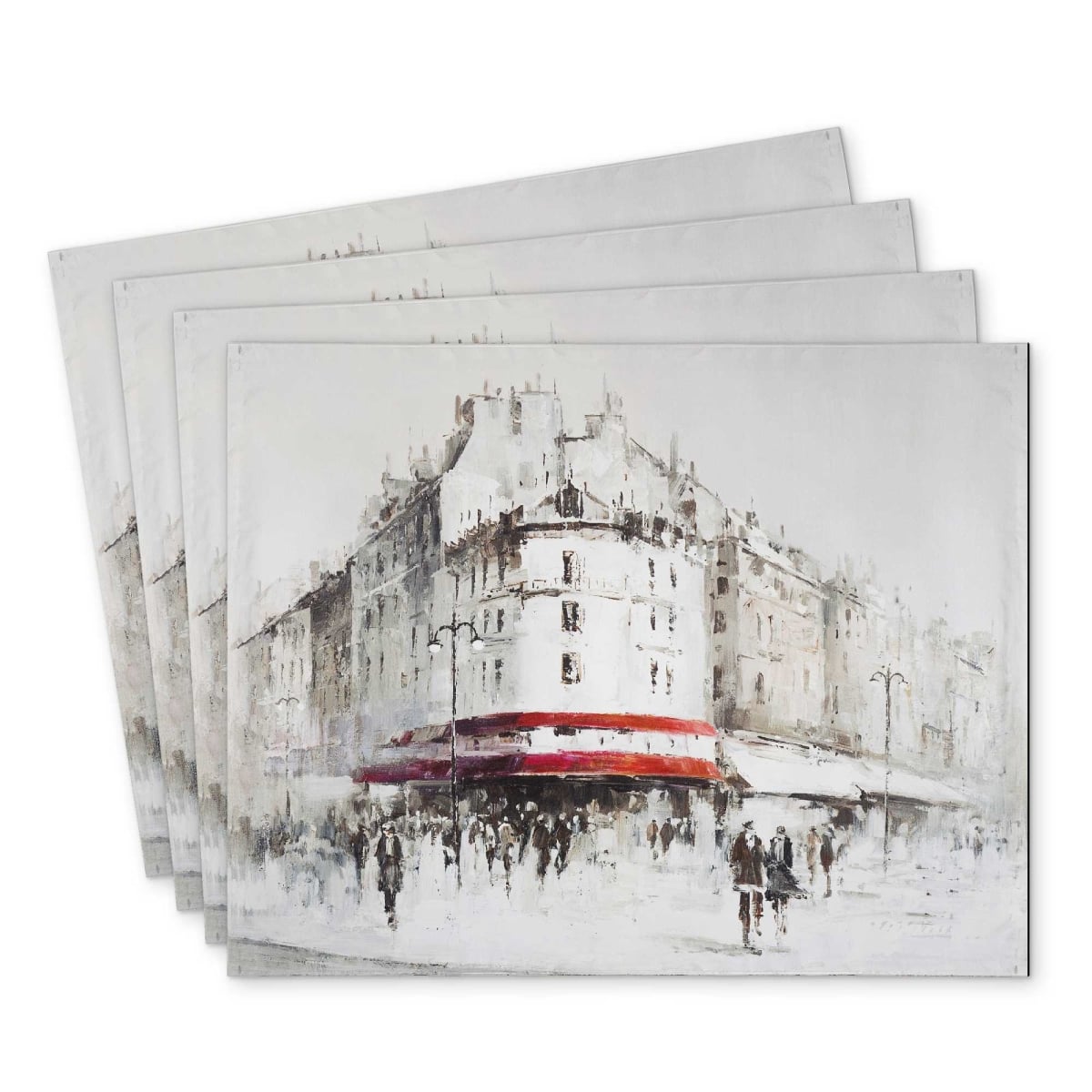 Picture of Begin Home Decor C4PP1418I51NVQ 14 x 18 in. White Street with Red Accents Polyester Placemat - Decor - Set of 4