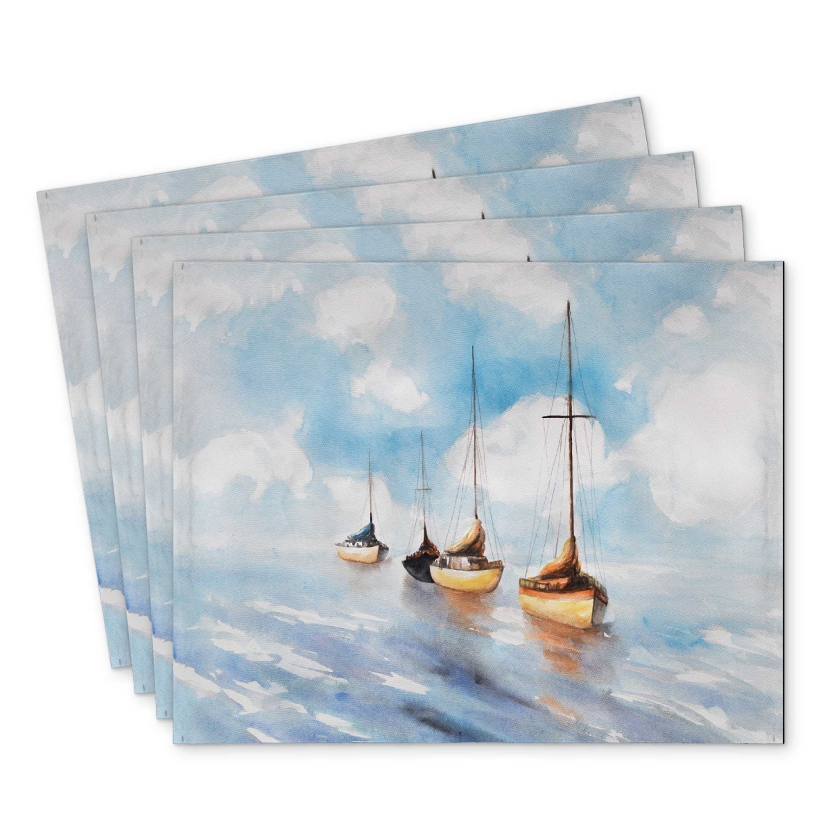 Picture of Begin Home Decor C4PP1418JIS5Z0 14 x 18 in. Sailboats in the Sea Polyester Placemat for Home Decor - Set of 4