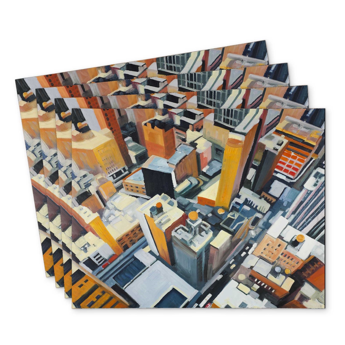 Picture of Begin Home Decor C4PP1418KPWIPN 14 x 18 in. High Top View of Buildings in York - Polyester Placemat - Set of 4