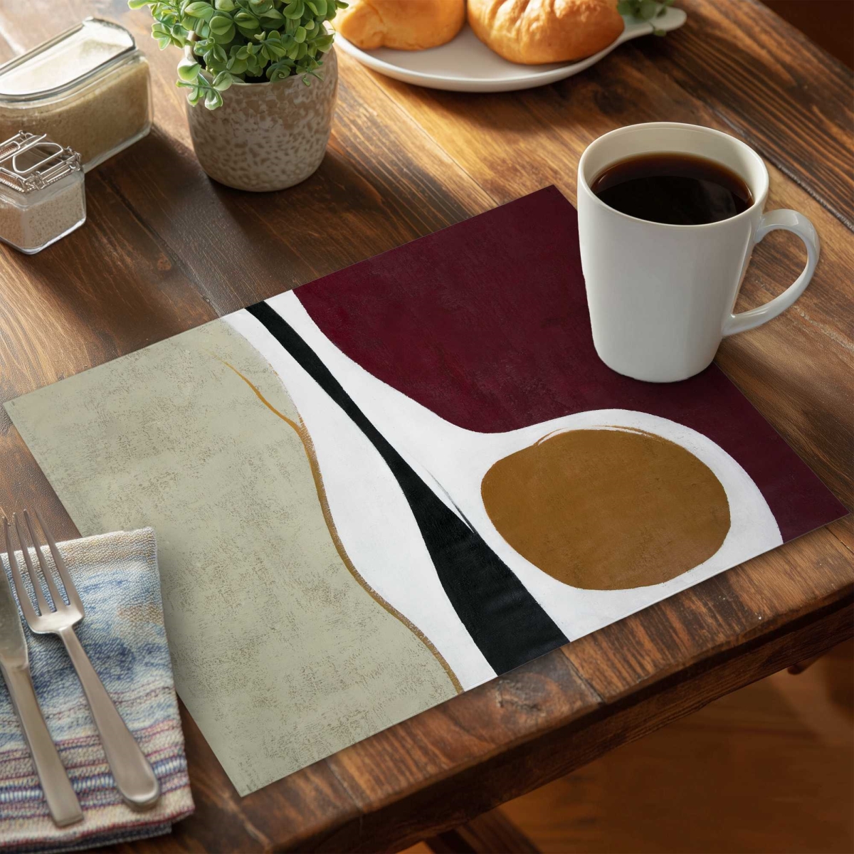 Picture of Begin Home Decor C4PP1418OMY3HM 14 x 18 in. Multiform Polyester Placemat for Stylish Decor - Durable - Set of 4