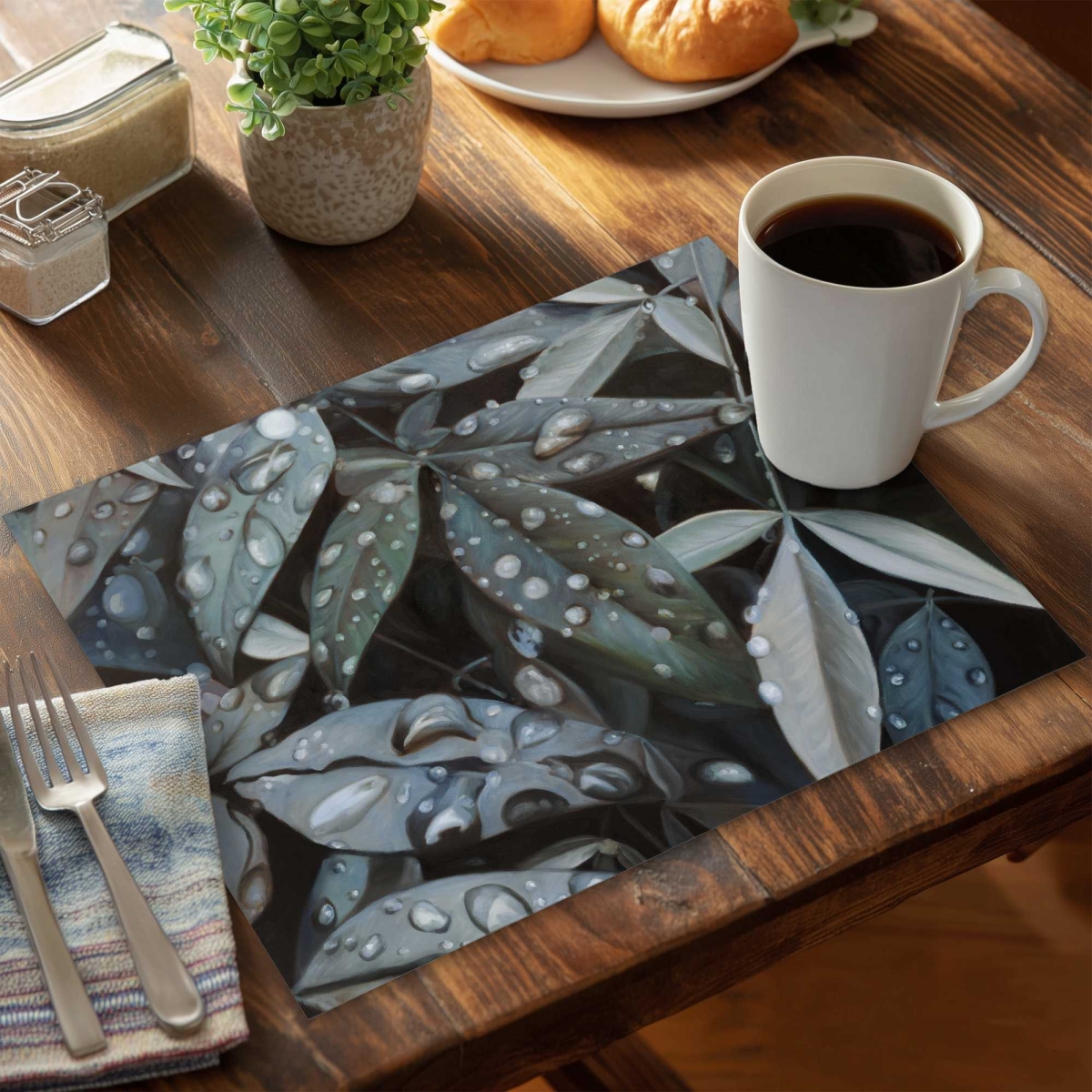 Picture of Begin Home Decor C4PP1418QXNCOM 14 x 18 in. Leaves After Rain Polyester Placemat - Home Decor Accent - Set of 4