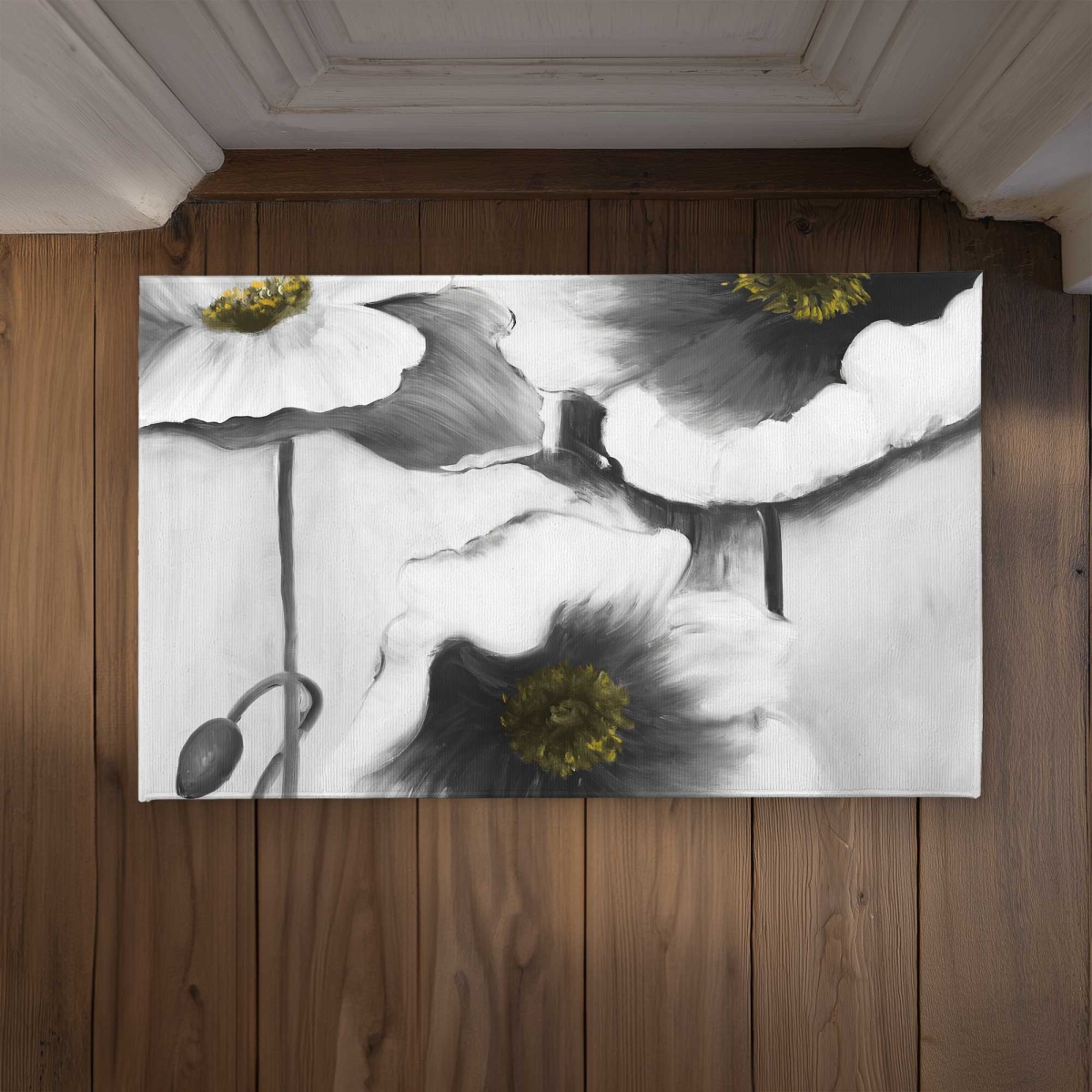 CODM2134WPN3KT 21 x 34 in. Black & White Flowers Romantic Indoor & Outdoor Door Mat