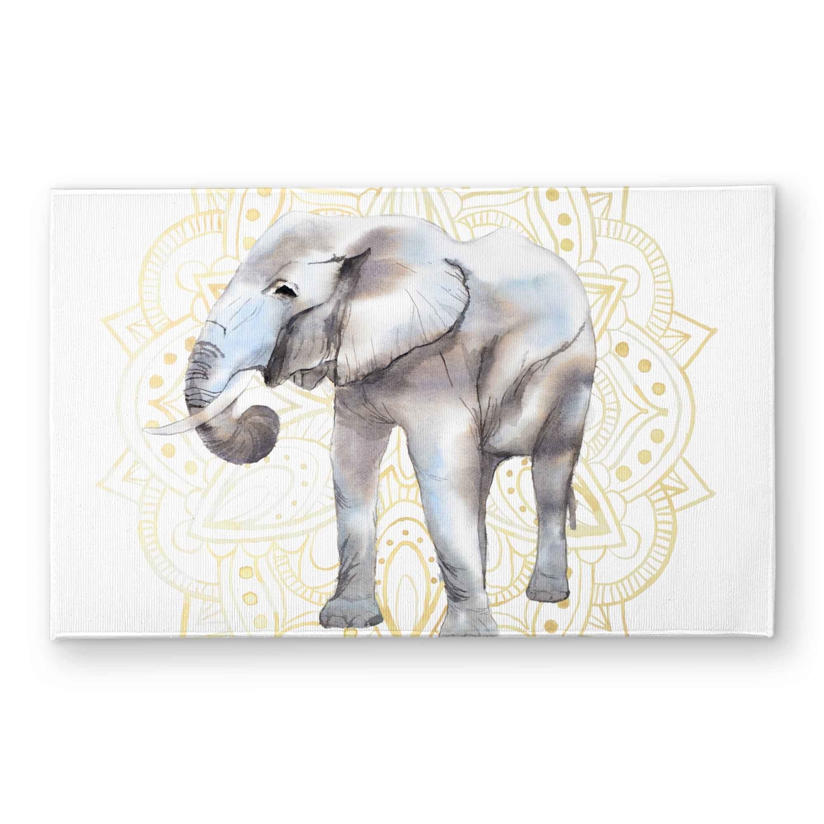 CODM2134X3YXMS 21 x 34 in. Elephant on Mandalas Pattern Gray Door Mat - Indoor & Outdoor