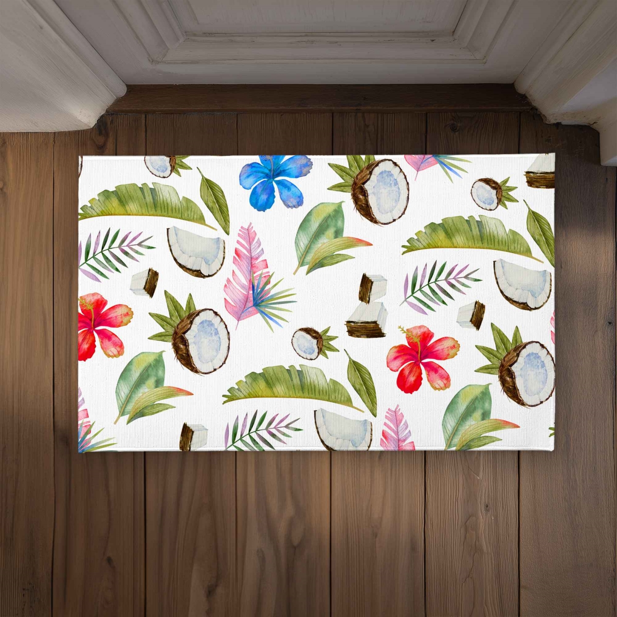CODM2134YT2MUD 21 x 34 in. Tropical Pattern Leaves Exotic Door Mat - Indoor & Outdoor
