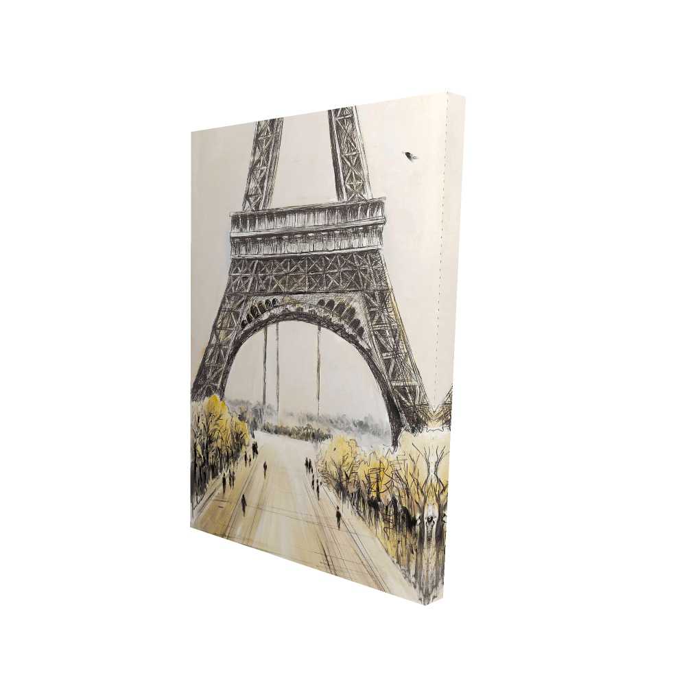 2080-3624-CI251 24 x 36 in. Eiffel Tower with Flying Birds - Gray Building Canvas Art