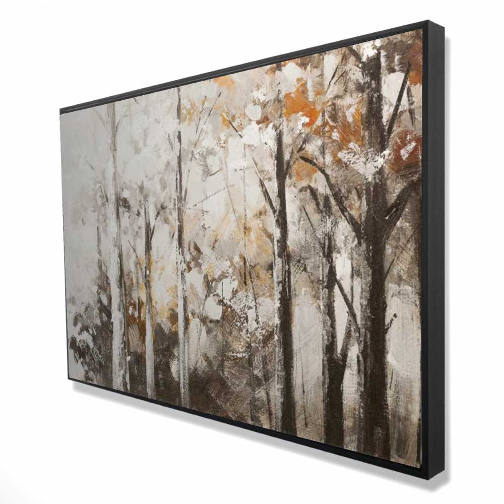2081-2436-LA18 24 x 36 in. Abstract White Forest - Modern Brown Framed Canvas Decor