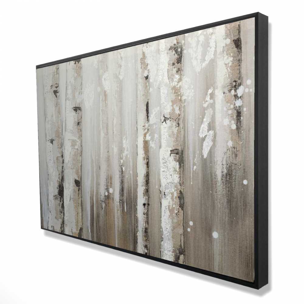 2081-2436-LA21 24 x 36 in. White Birches on Gray Background - Framed Canvas Office