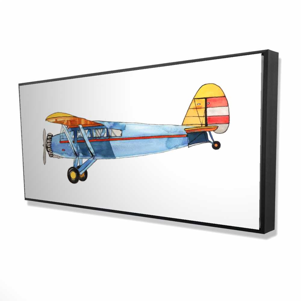 2081-2448-CH10 24 x 48 in. Small Blue Plane - Transportation Aviation Canvas Art