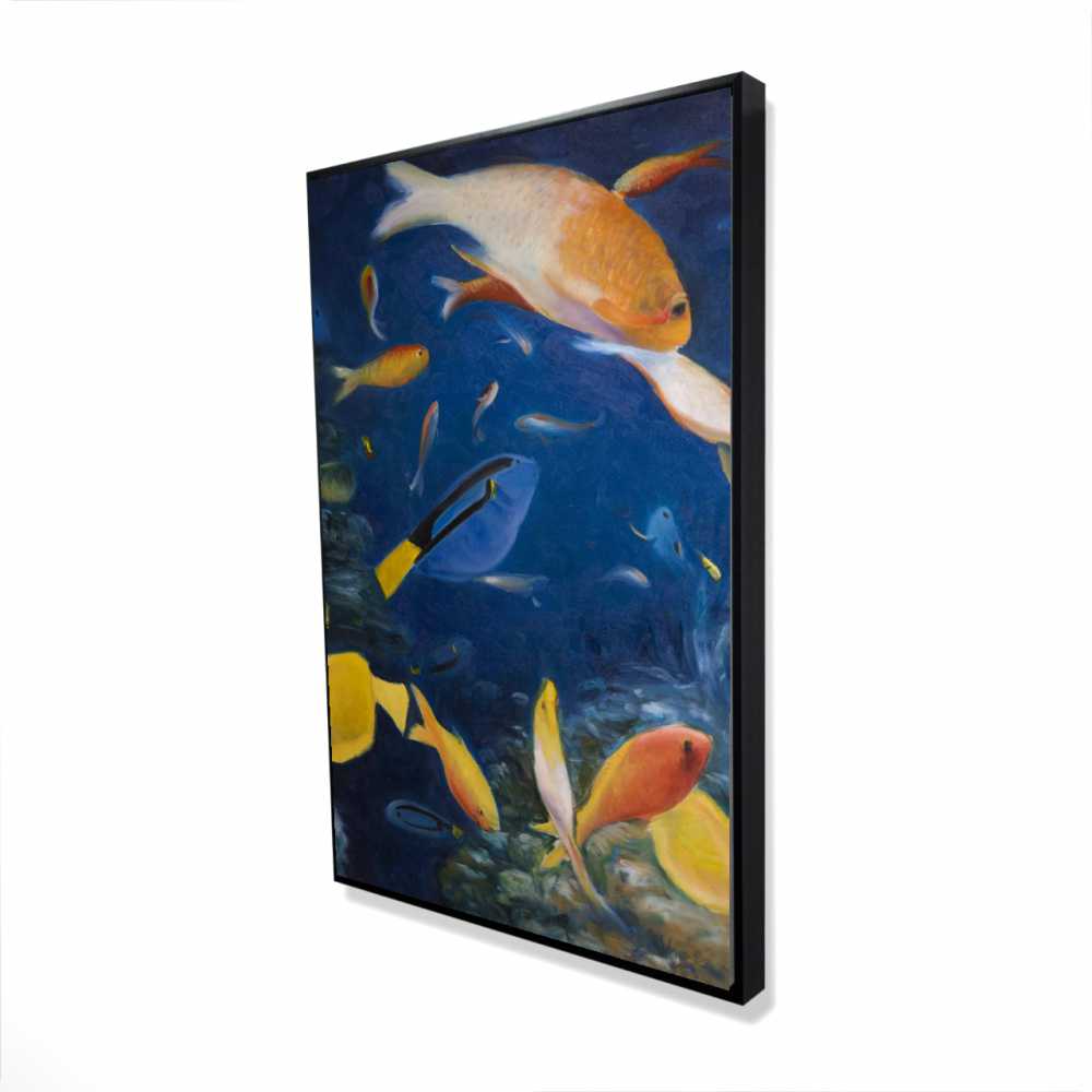 2081-3624-AN169 24 x 36 in. Colorful Fish Under The Sea - Framed Canvas Home Decor