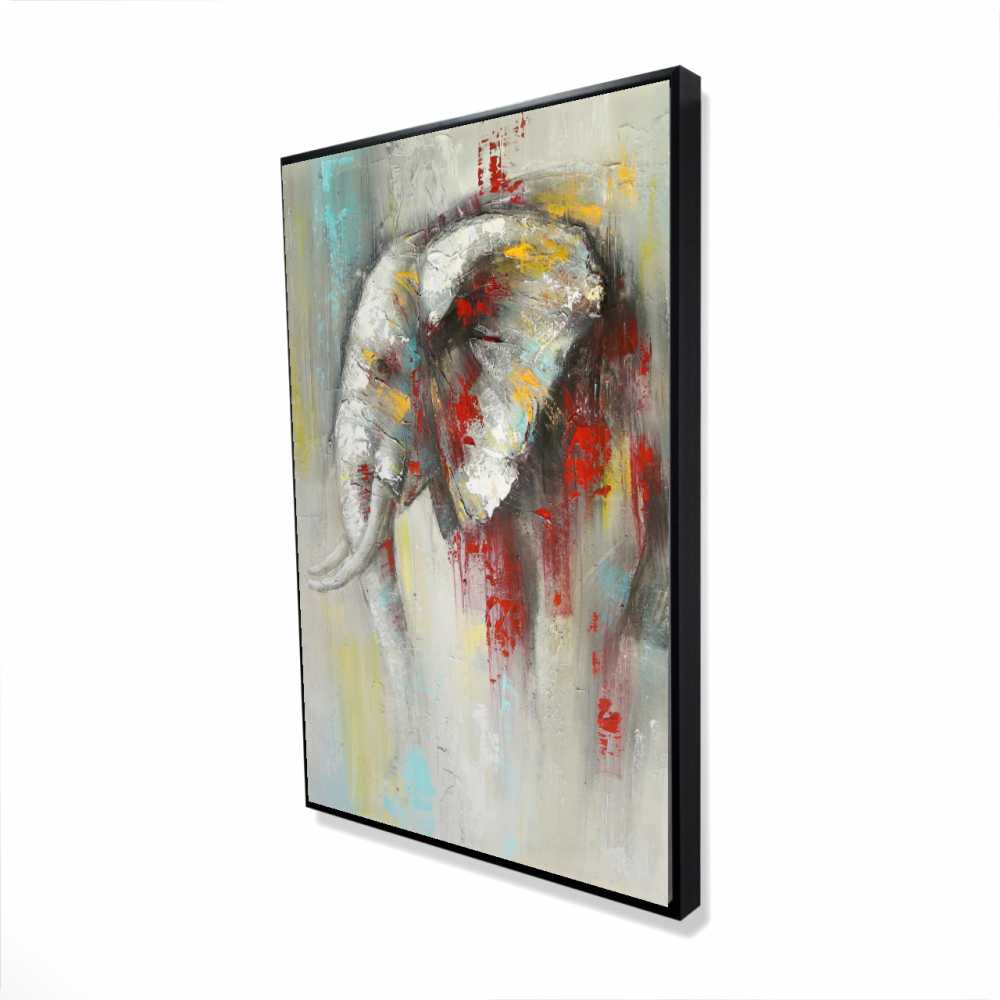 2081-3624-AN50 24 x 36 in. Abstract Paint Splash Elephant - Contemporary Framed Canvas