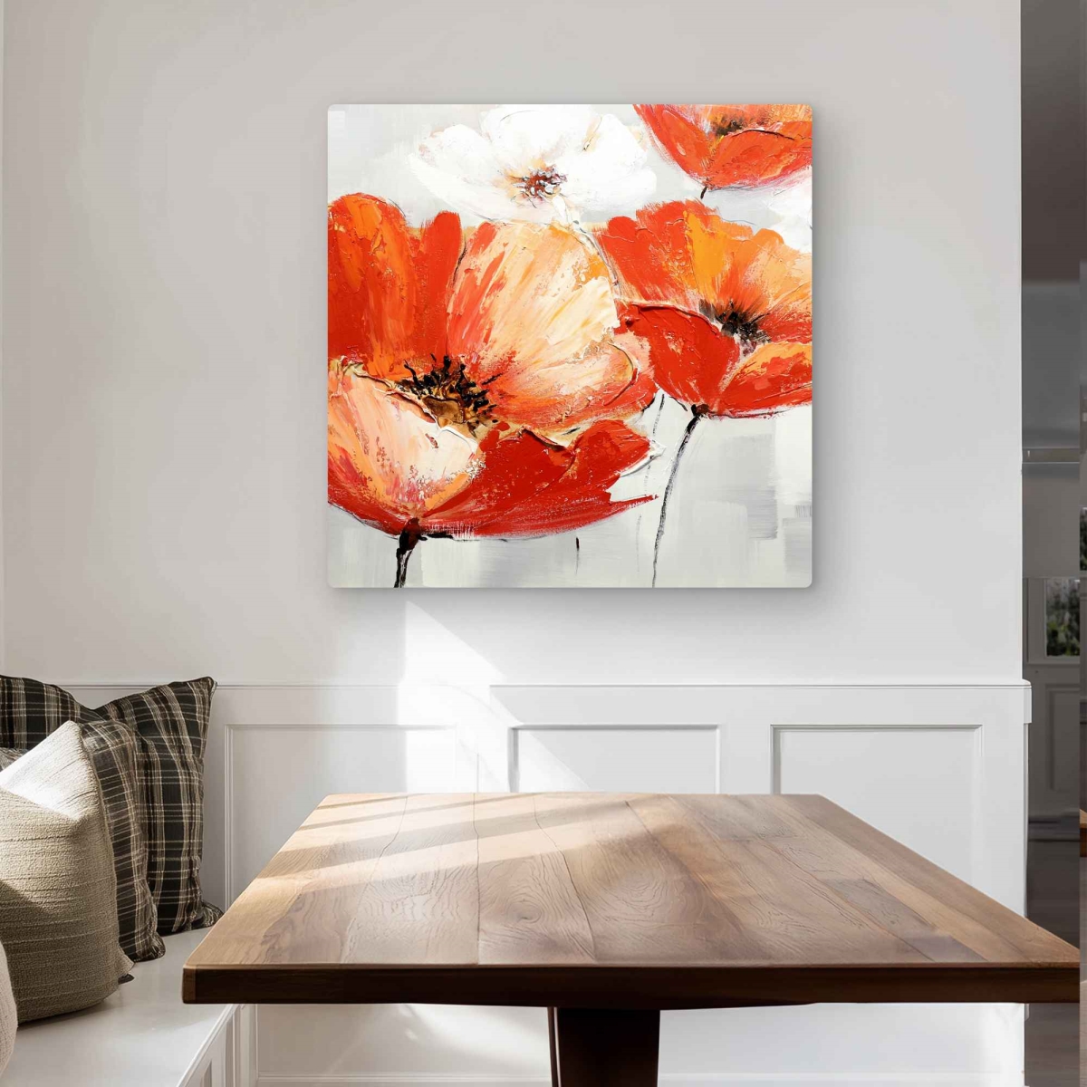 C1MP3232S03NFJ 32 x 32 in. Red Wild Flowers in the Wind Wall Art - Livingroom Metal Print Decor