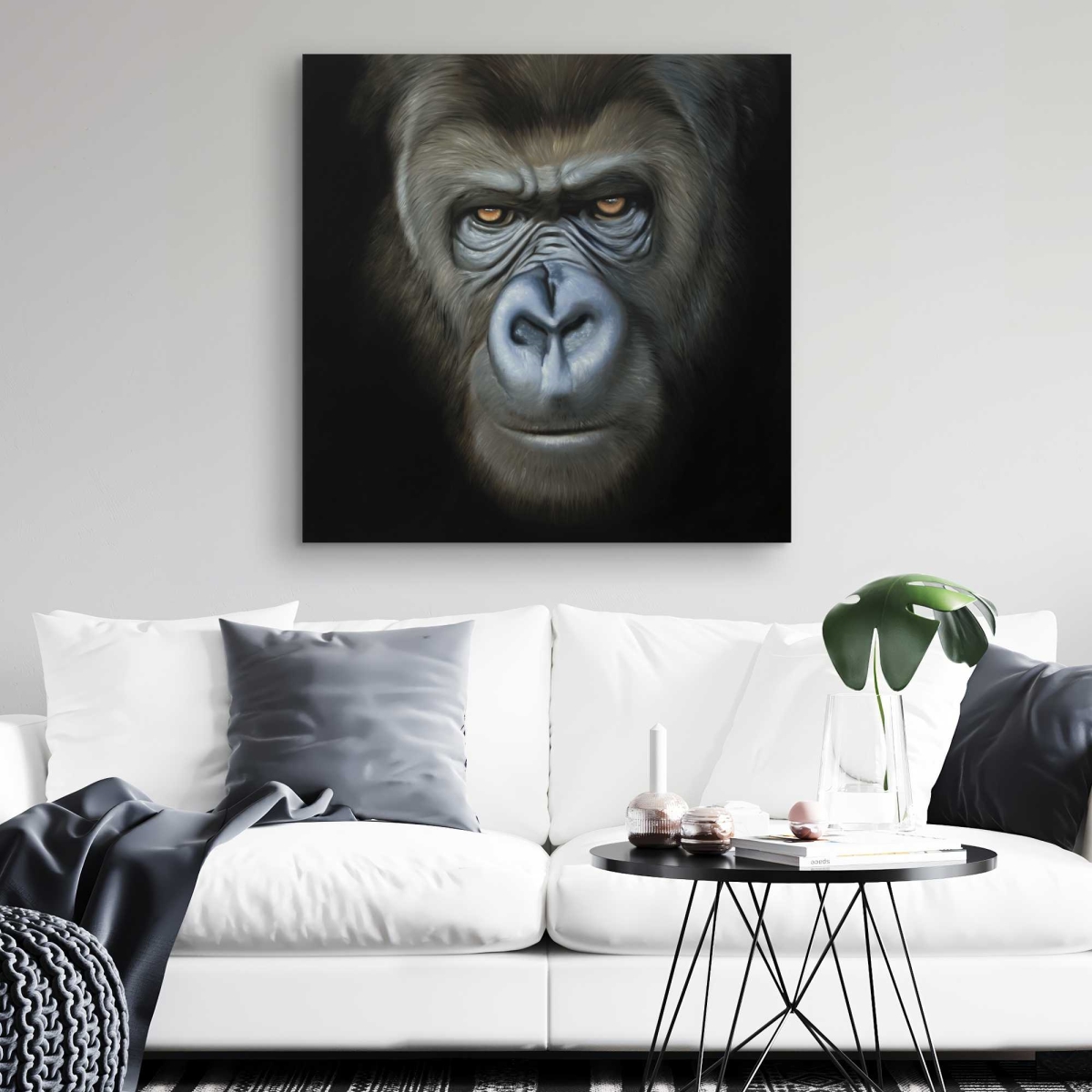 C1RC323214I9TD 32 x 32 in. Gorilla Face - Hyperrealist Brown Canvas for Home Decor
