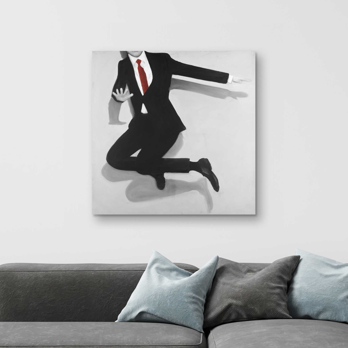 C1RC32328EEWK5 32 x 32 in. Classical Jumping Man - Contemporary Clothes Canvas Decor