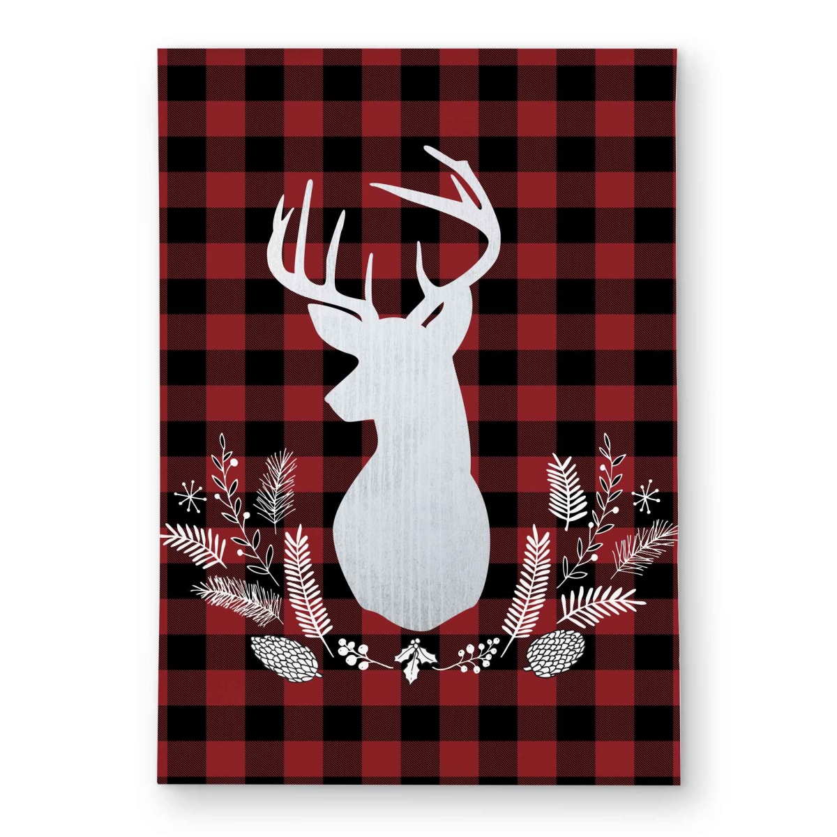 C1ROAR572W5OLG 5 x 7 ft. Deer Plaid White Holidays Outdoor Rectangle Area Rug for Home Decor