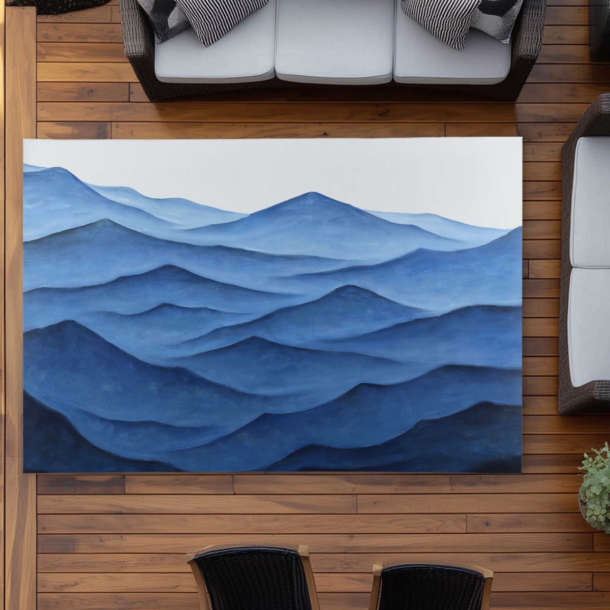 C1ROAR57BVMGIH 5 x 7 ft. Dark Calm Ocean Waves - Marine Blue Outdoor Rectangle Area Rug - Decor