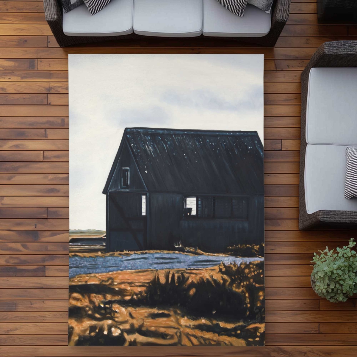 C1ROAR57DTDR7V 5 x 7 ft. Abandoned Barn - Still Life Beige Outdoor Rectangle Area Rug for Decor