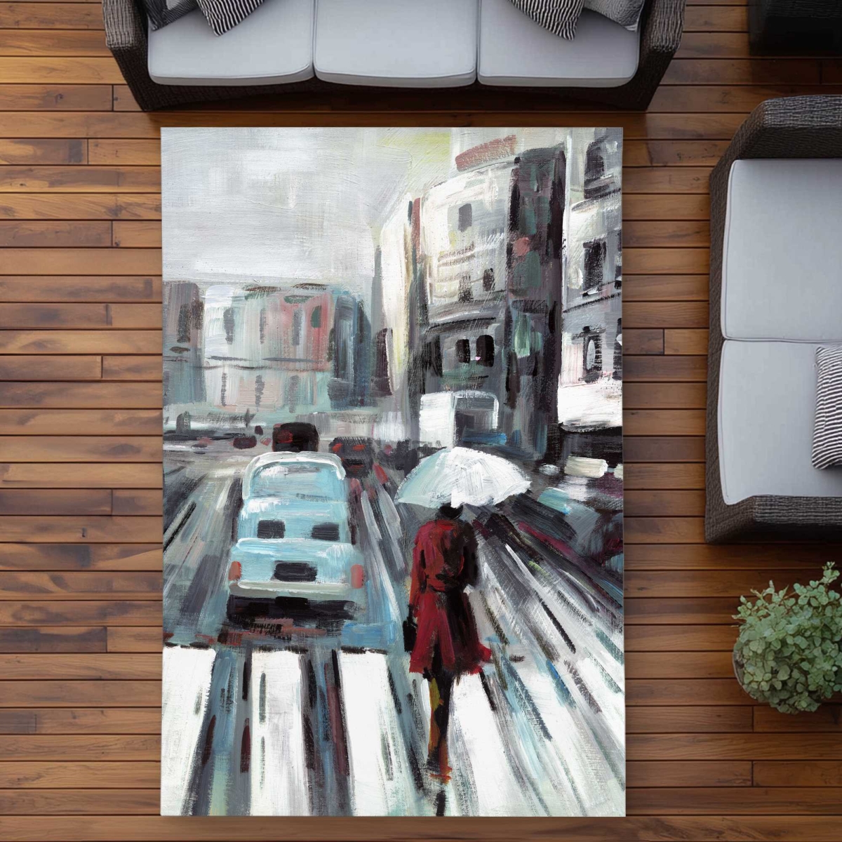 C1ROAR57JUDUOA 5 x 7 ft. Abstract Pedestrian Crossing Rectangle Area Rug - Scenic Livingroom Decor