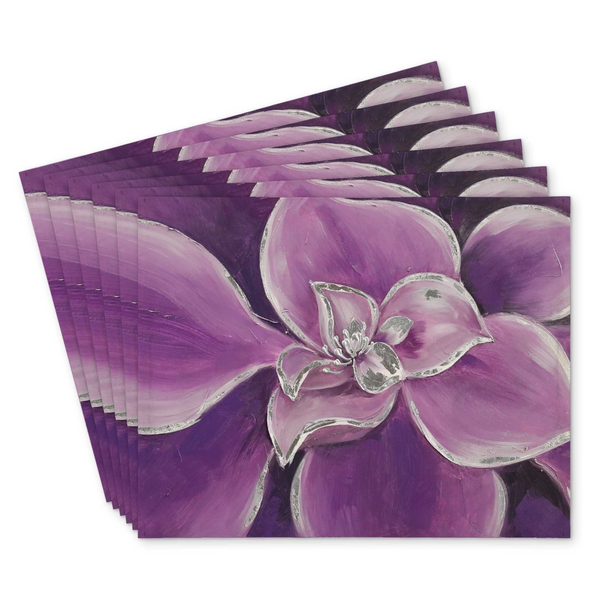 Picture of Begin Home Decor C6PP1418RRDARX 14 x 18 in. Purple Flower Closeup Polyester Placemat - Home Decor Accent - Set of 6
