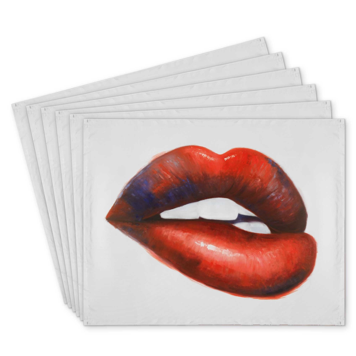 Picture of Begin Home Decor C6PP1418SEZI8Y 14 x 18 in. Beautiful Red Mouth Polyester Placemat - Home Decor Accent - Set of 6