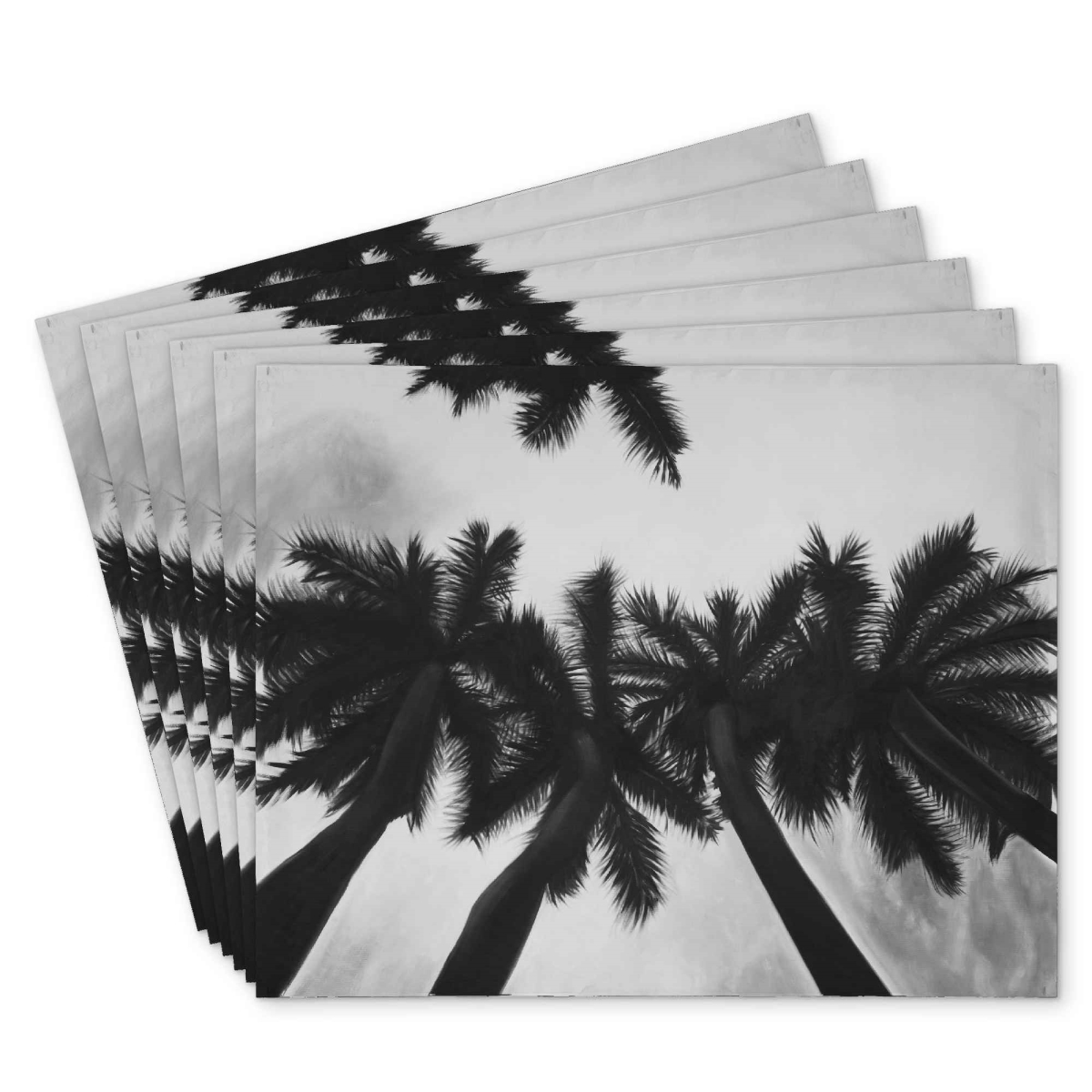 Picture of Begin Home Decor C6PP1418TJYCW2 14 x 18 in. Monochrome Palm Trees Placemat - Stylish Polyester Decor - Set of 6