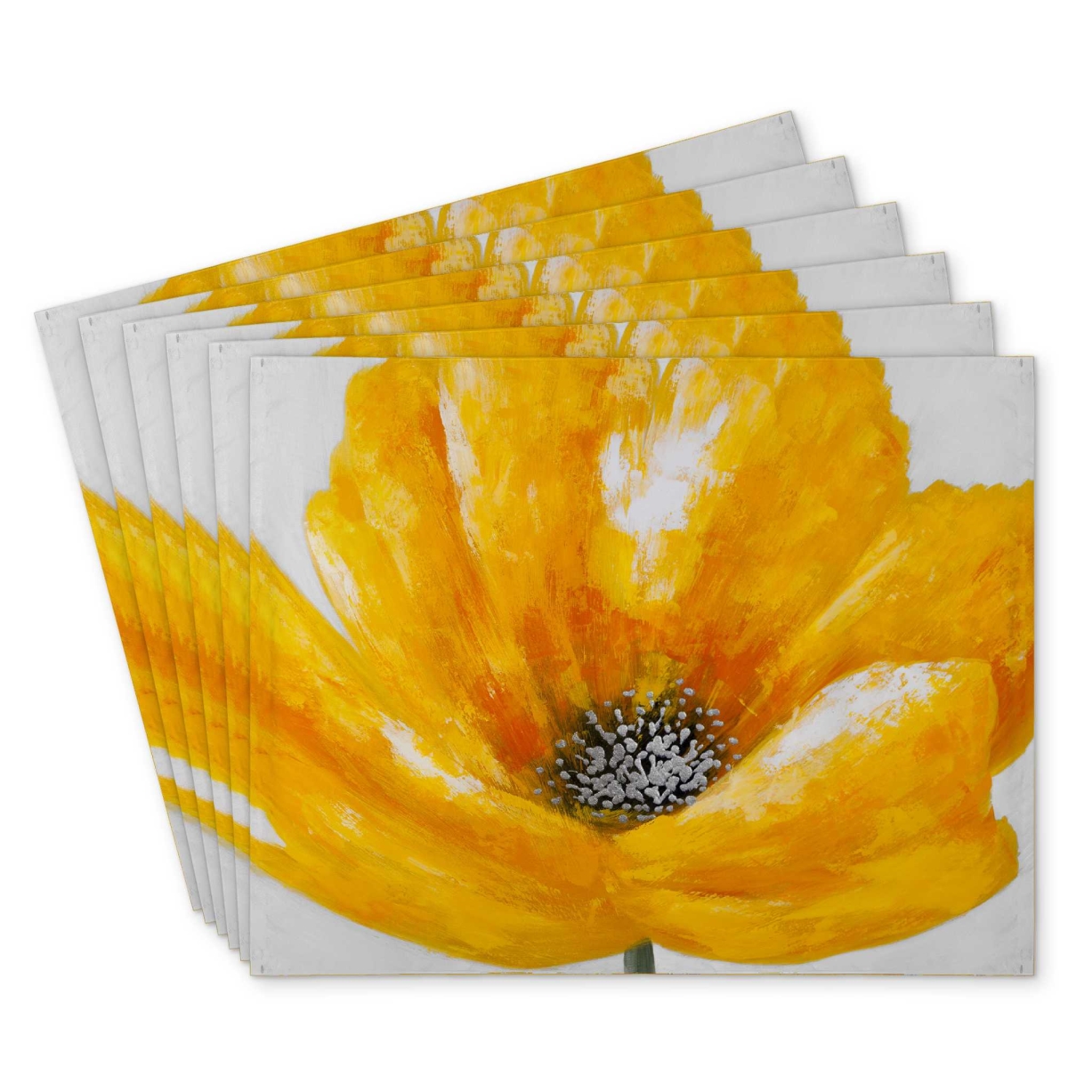 Picture of Begin Home Decor C6PP1418XG3T11 14 x 18 in. Beautiful Yellow Flower Polyester Placemat - Home Decor - Set of 6