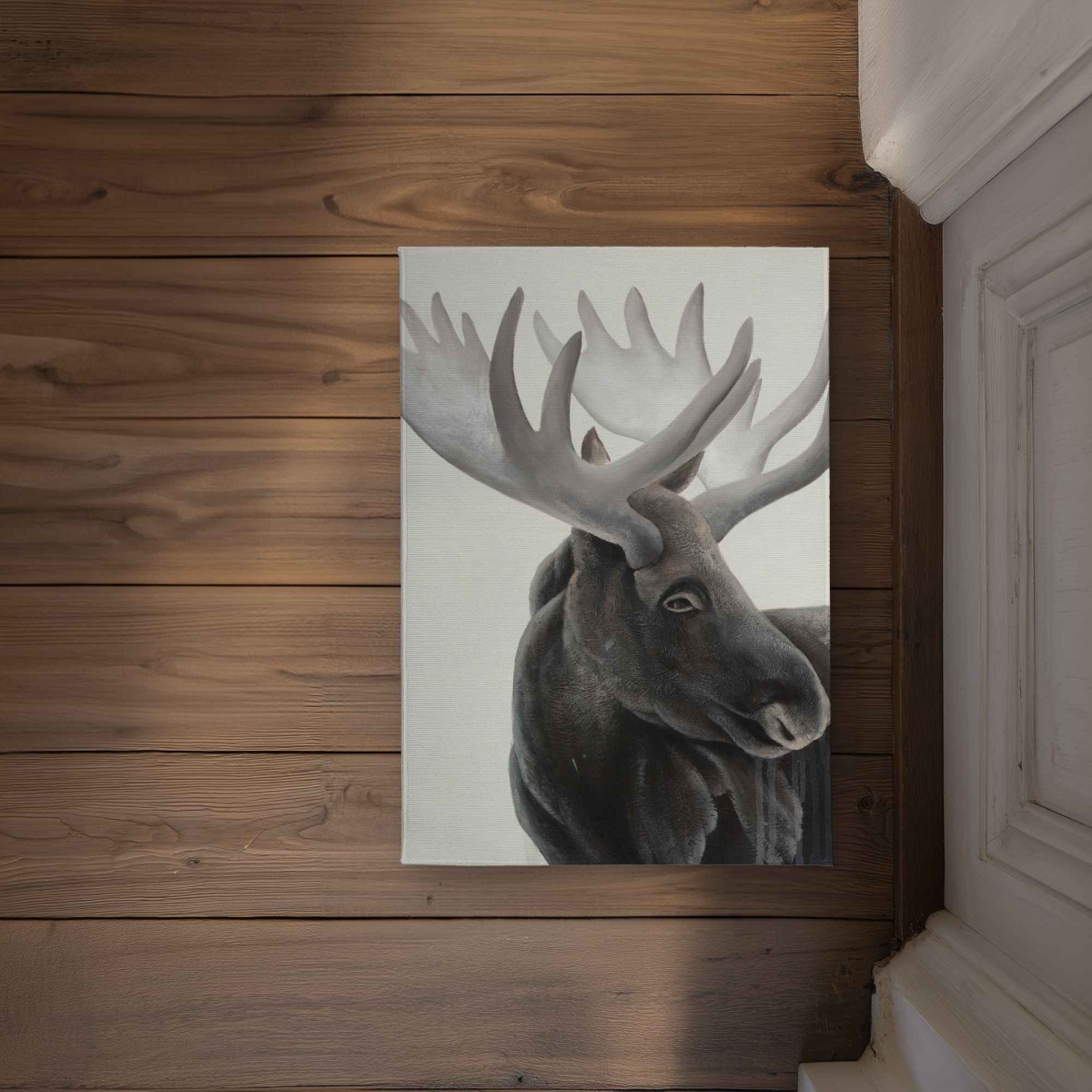 CODM17243HLKEJ 17 x 24 in. Grayscale Moose Profile Door Mat - Wildlife Man Cave Decor