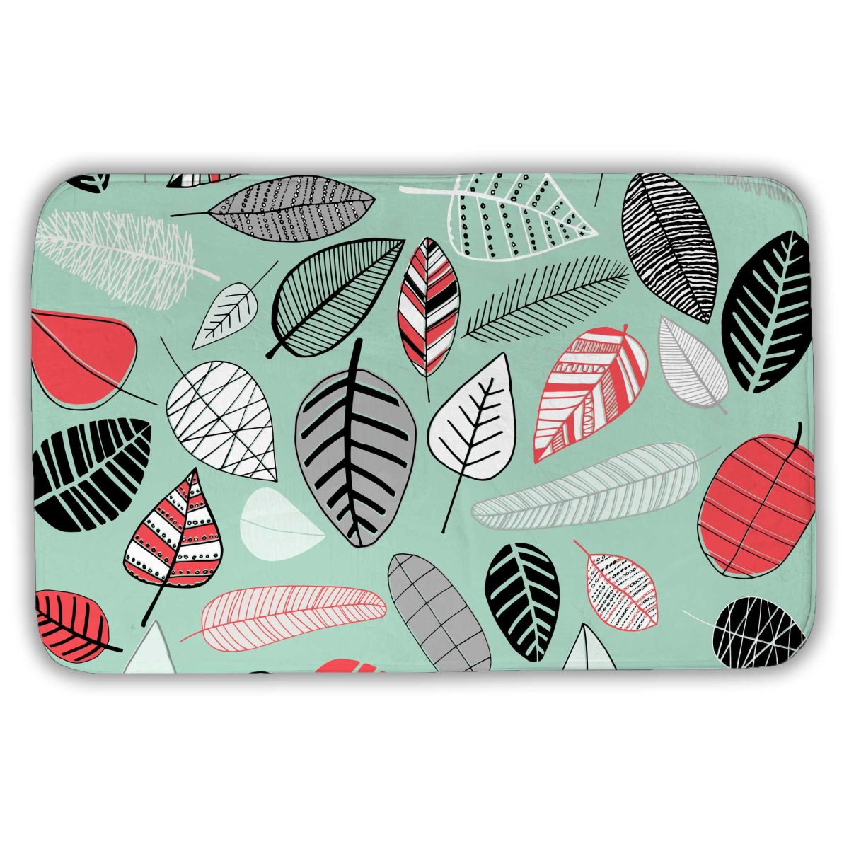 C1BM2134OCGQLK 21 x 34 in. Turquoise Leaf Patterns - Illustrative Coral Bath Mat