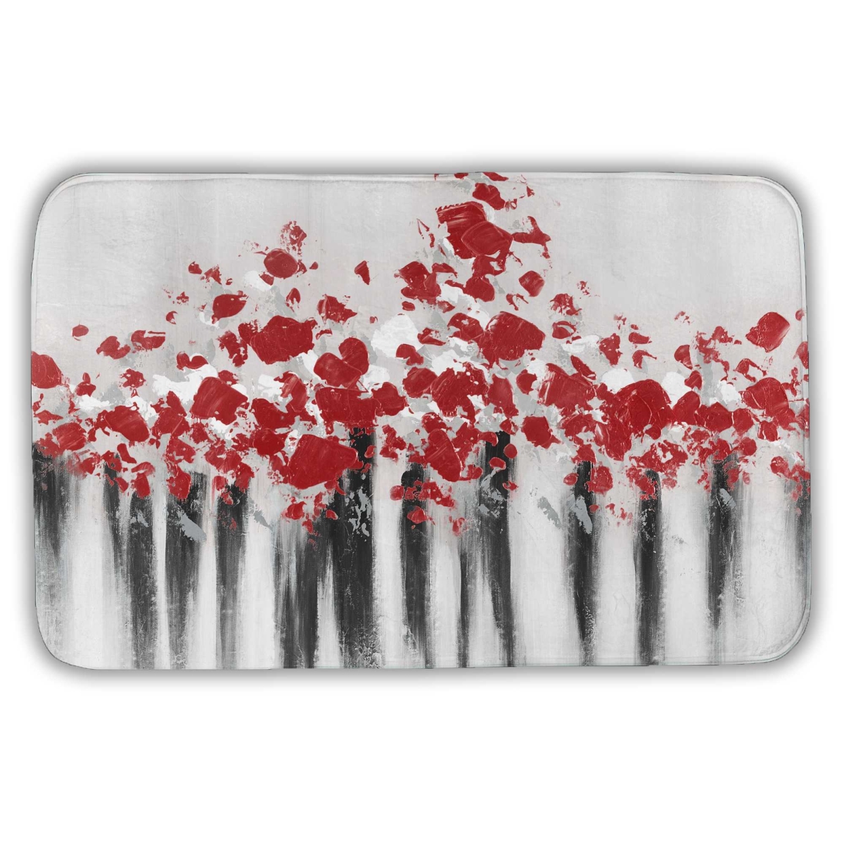 C1BM2134WTLYZY 21 x 34 in. Falling Red Dot - Abstract Gray Bath Mat for Home Decor