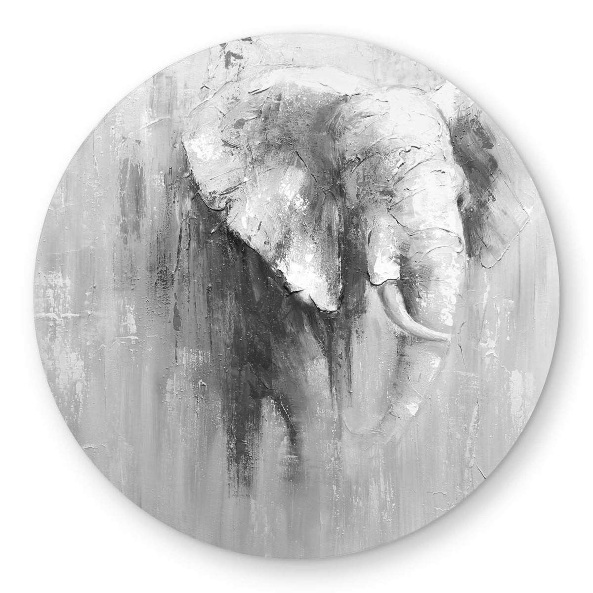 C1COAR553ODFXP 5 x 5 ft. Abstract Grayscale Elephant Round Area Rug - Office White