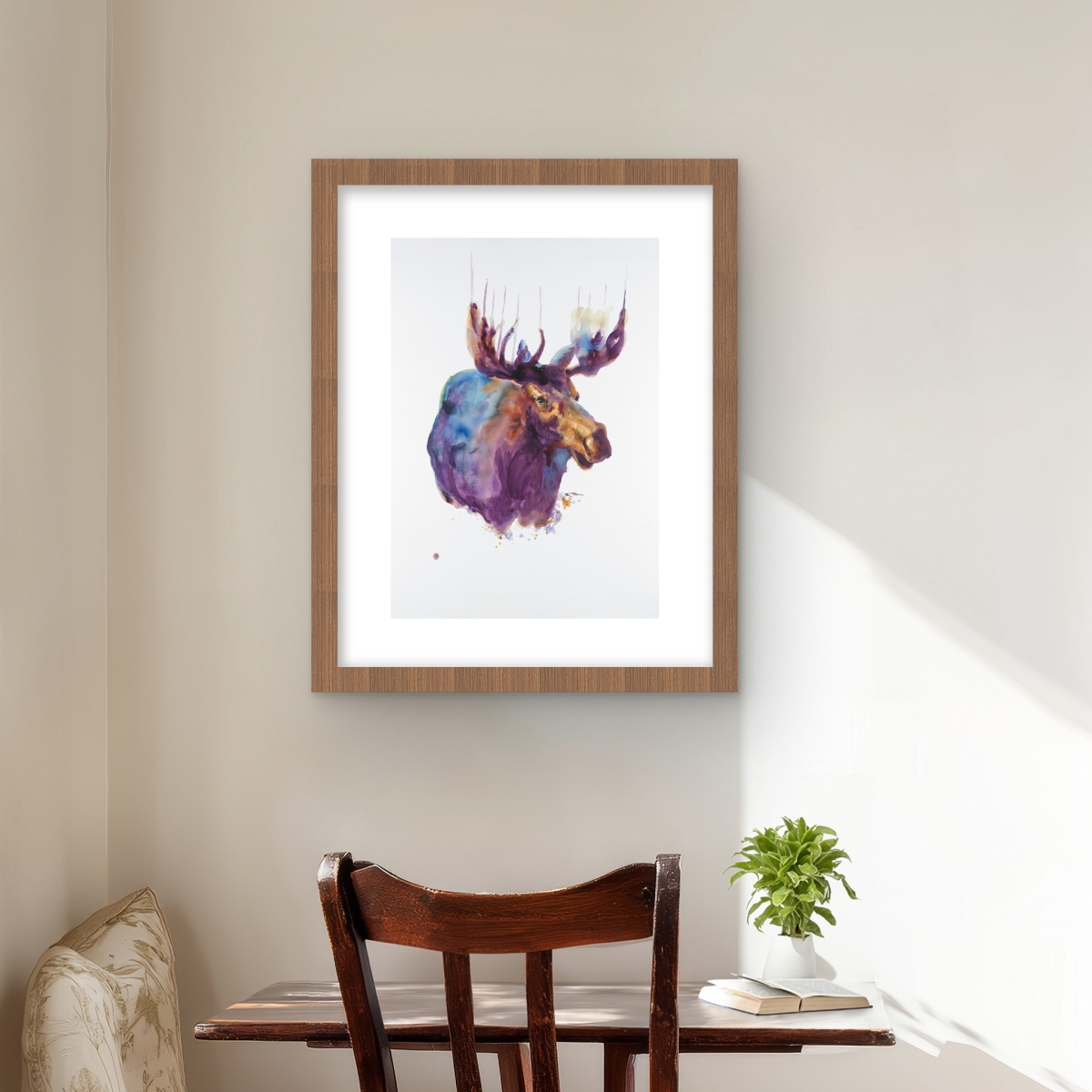 C1FM1620J9N9GQ 16 x 20 in. Abstract Moose - Contemporary Framed Print Wall Art for Bedroom Decor
