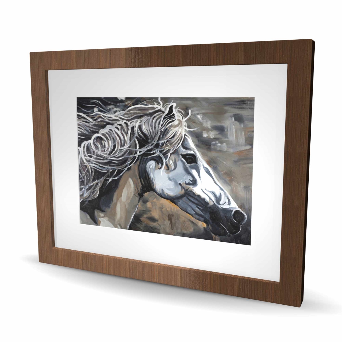 C1FM1620K2WBTJ 16 x 20 in. Side of A Wild Horse - Gray Office Framed Print Wall Art - Home Decor