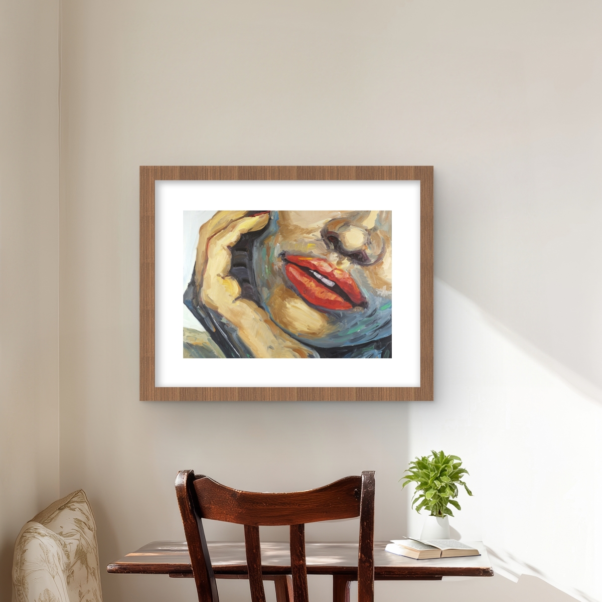 C1FM1620K7F1GP 16 x 20 in. Irresistible Lips Closeup - Romantic Framed Print Wall Art for Decor