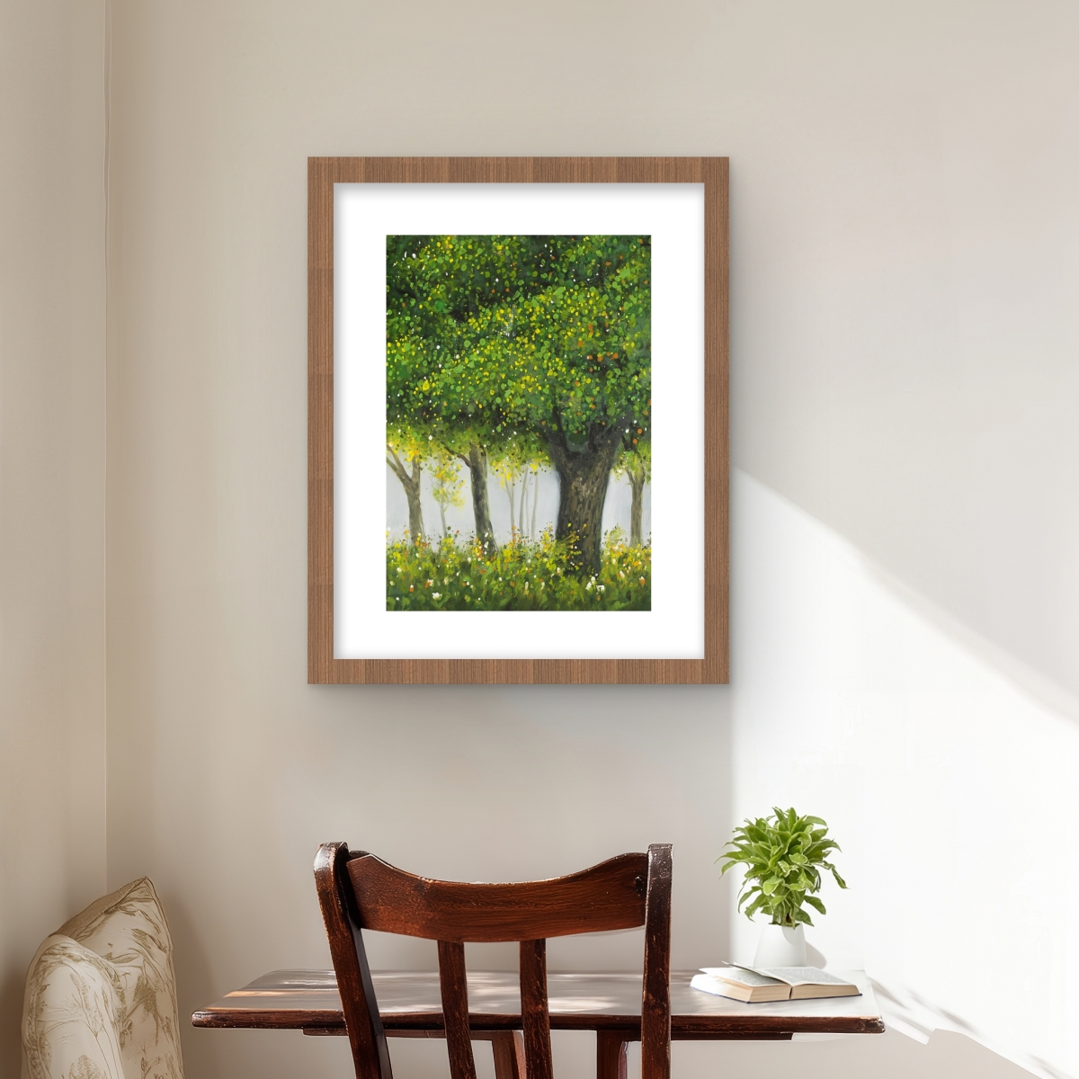 C1FM1620KXF08I 16 x 20 in. Forest by Summer - Framed Matted Print Wall Art for Living Room Decor