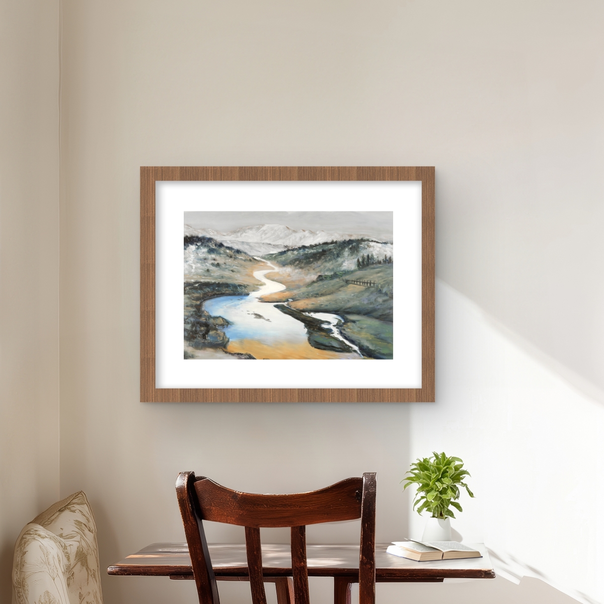 C1FM1620O6ANL5 16 x 20 in. Landscape - Bedroom Mountains Framed Matted Print Wall Art for Decor