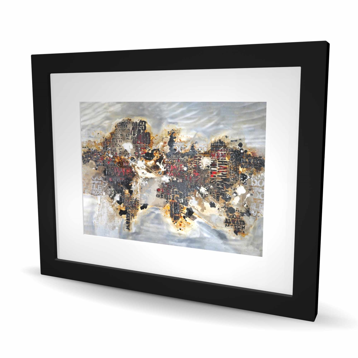 C1FM1620P1NEAC 16 x 20 in. Texturized World Map Print Wall Art - Satellite View Red Frame Decor